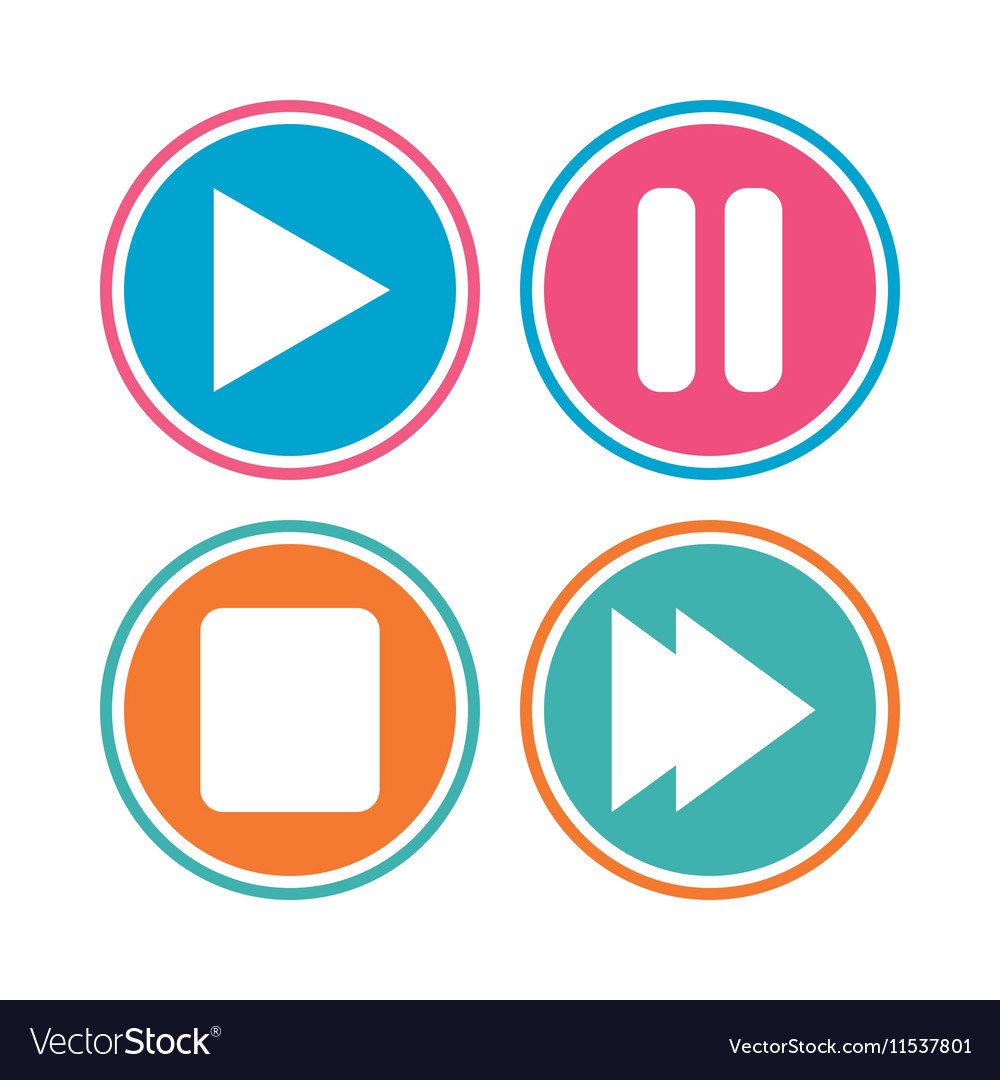 Player navigation icons play stop and pause