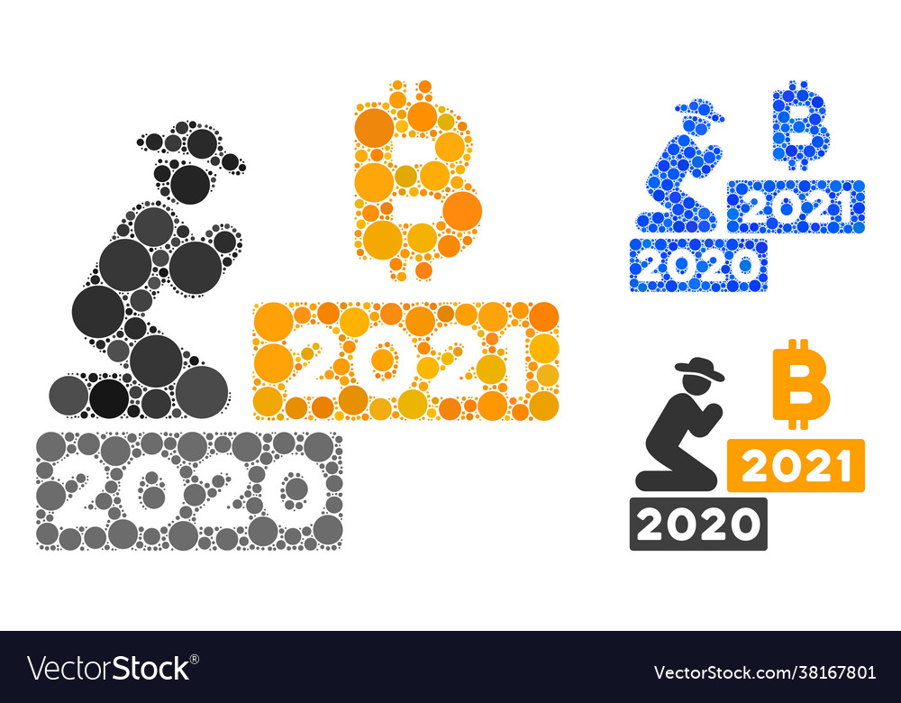 Round dot gentleman pray bitcoin 2021 icon mosaic