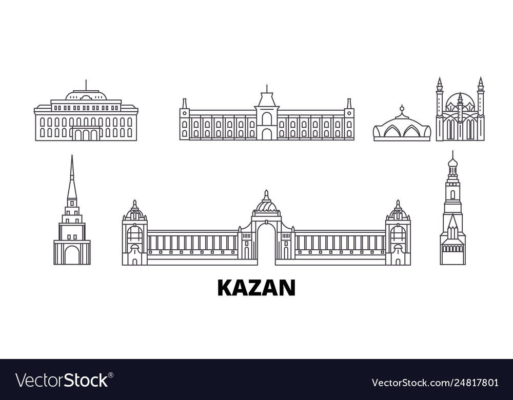 Russia kazan line travel skyline set