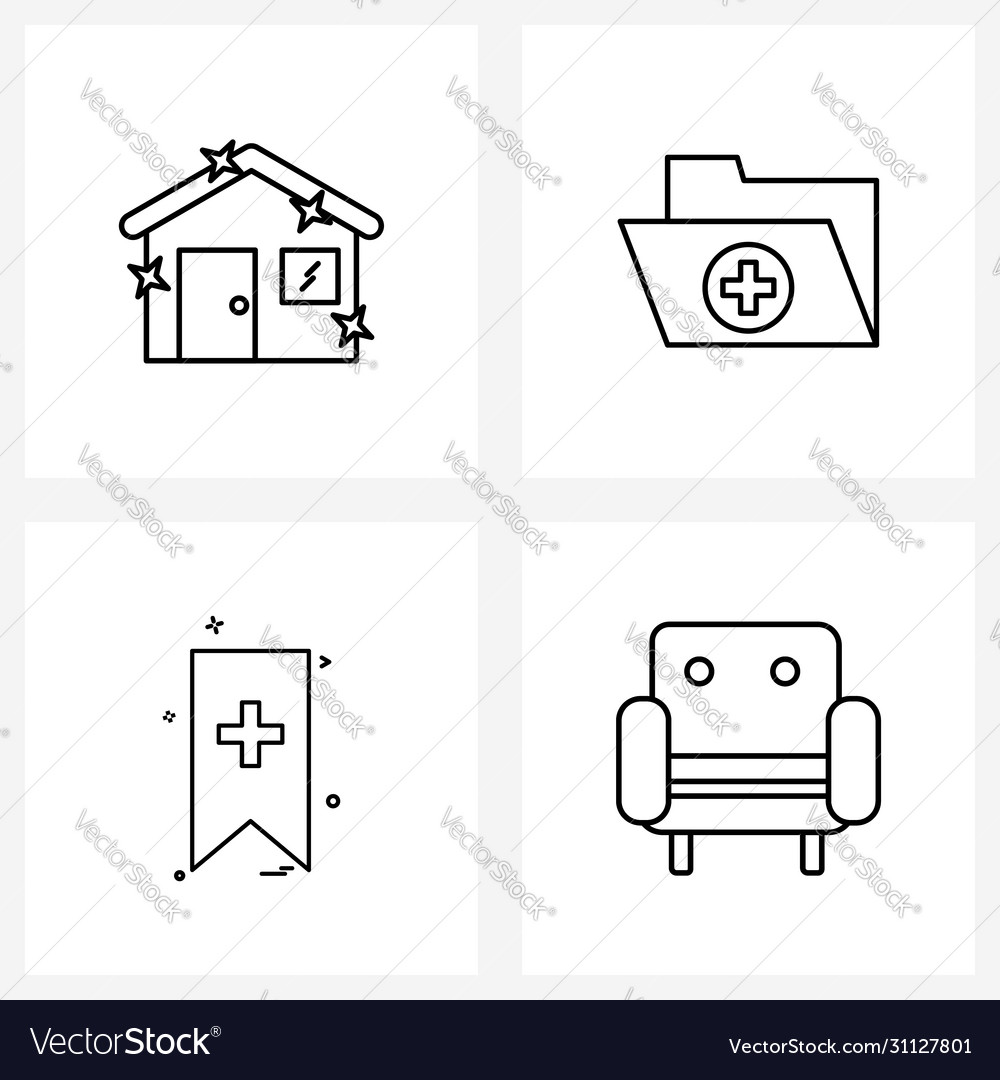 Set 4 simple line icons for web and print