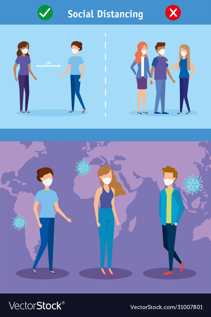 Set banners campaigns social distancing vector image Set banners campaigns social distancing