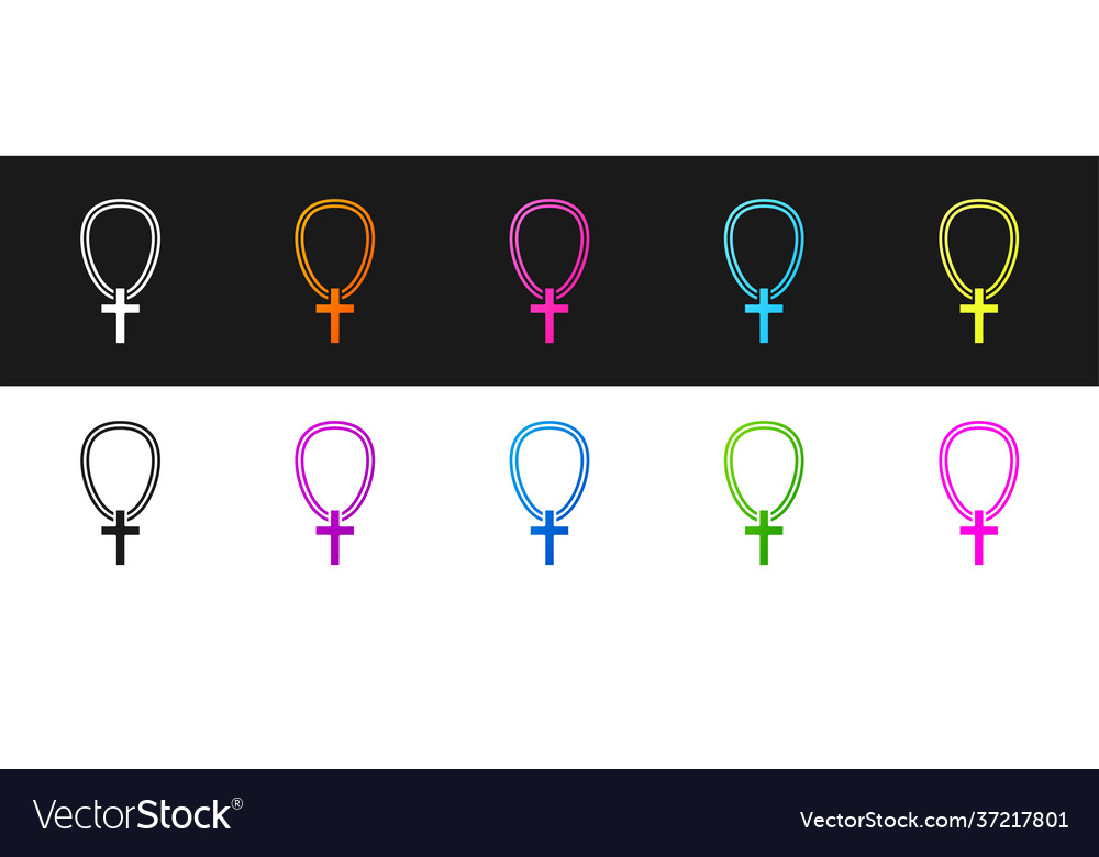 Set christian cross on chain icon isolated vector image Set christian cross on chain icon isolated