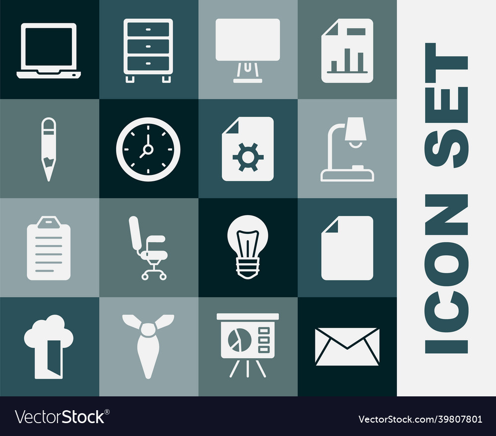 Set mail and e-mail file document table lamp Vector Image Set mail and e-mail file document table lamp