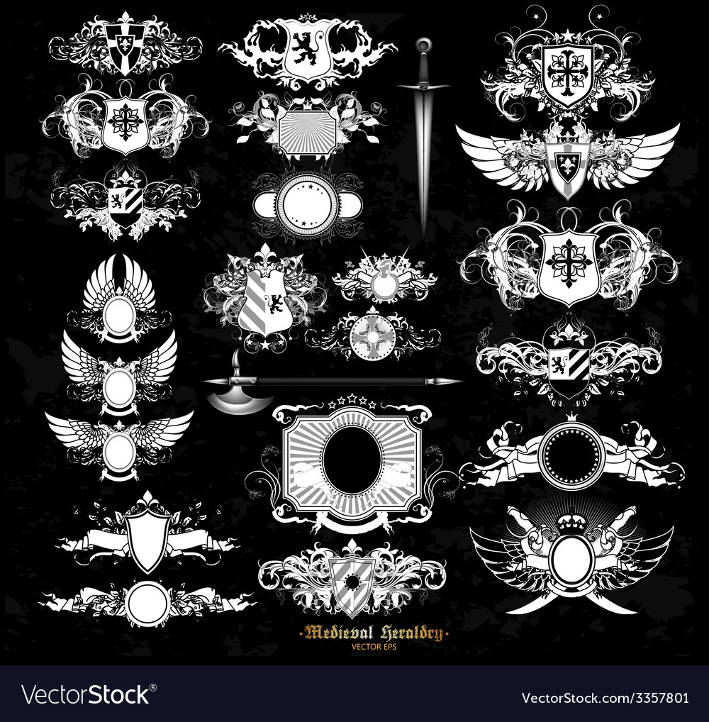 Set Medieval Heraldry Royalty Free Vector Image