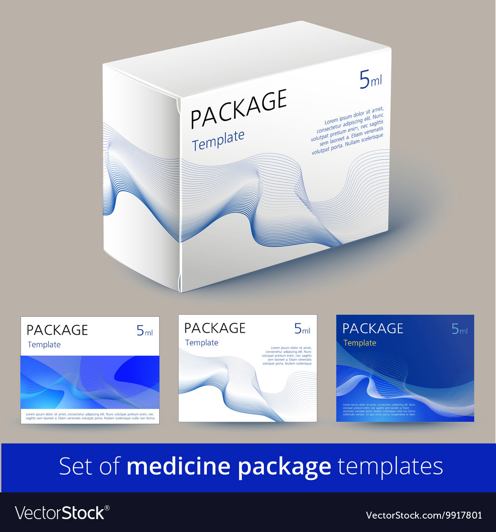 set of medicine package design with 3d template vector image