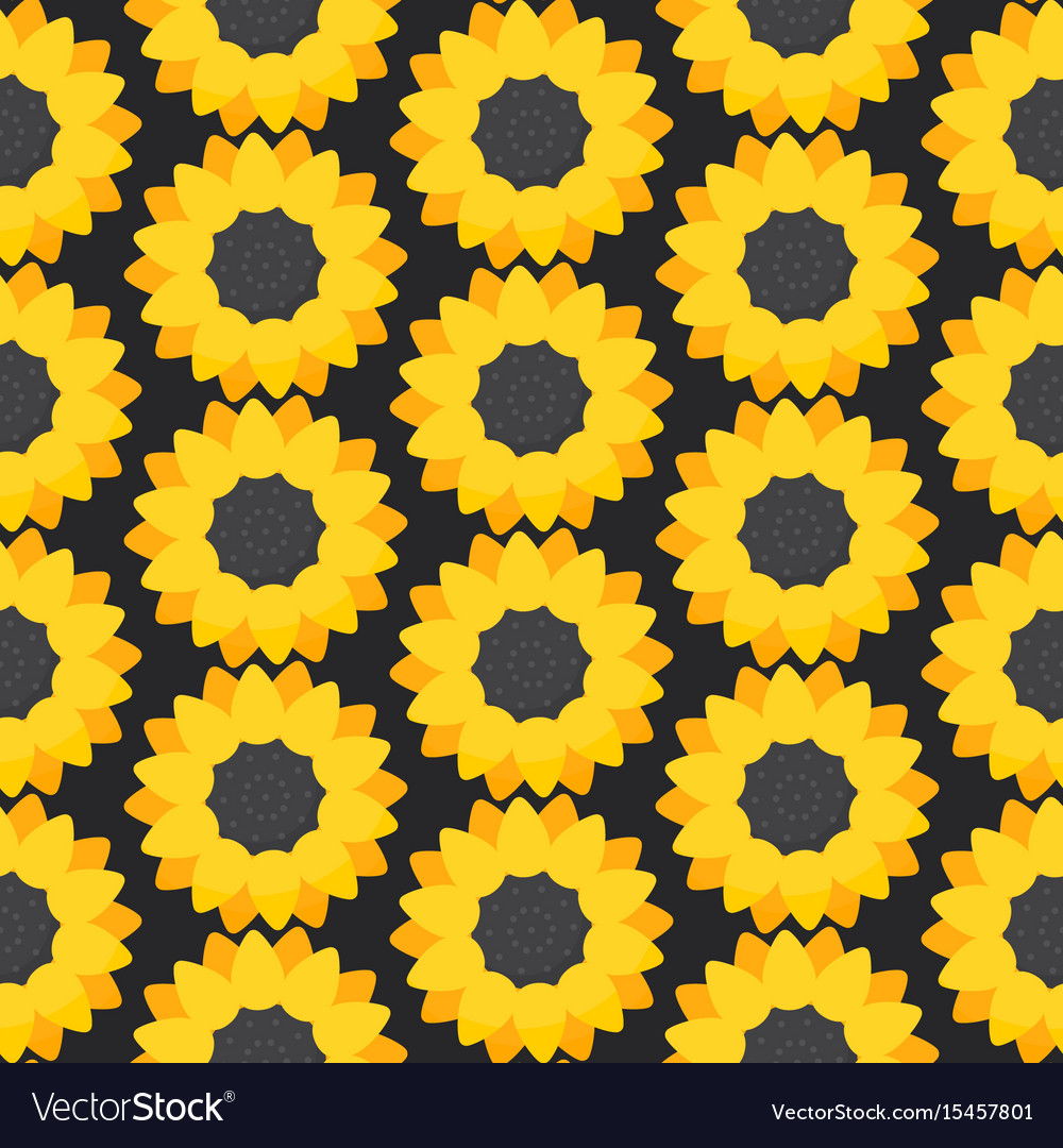 Sunflower flat seamless pattern