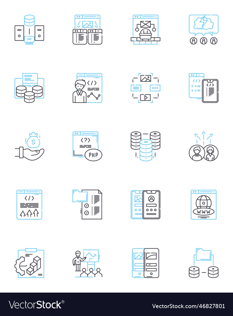 Technical assistance linear icons set support vector image Technical assistance linear icons set support