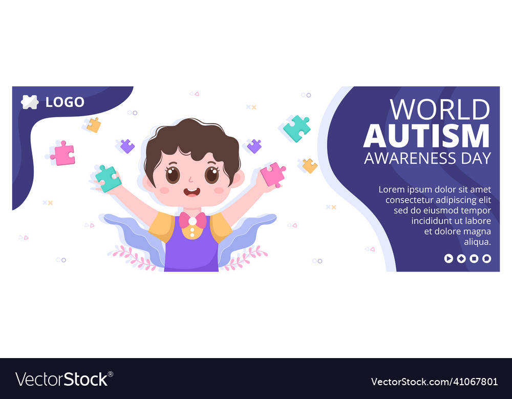 World autism awareness day cover template flat