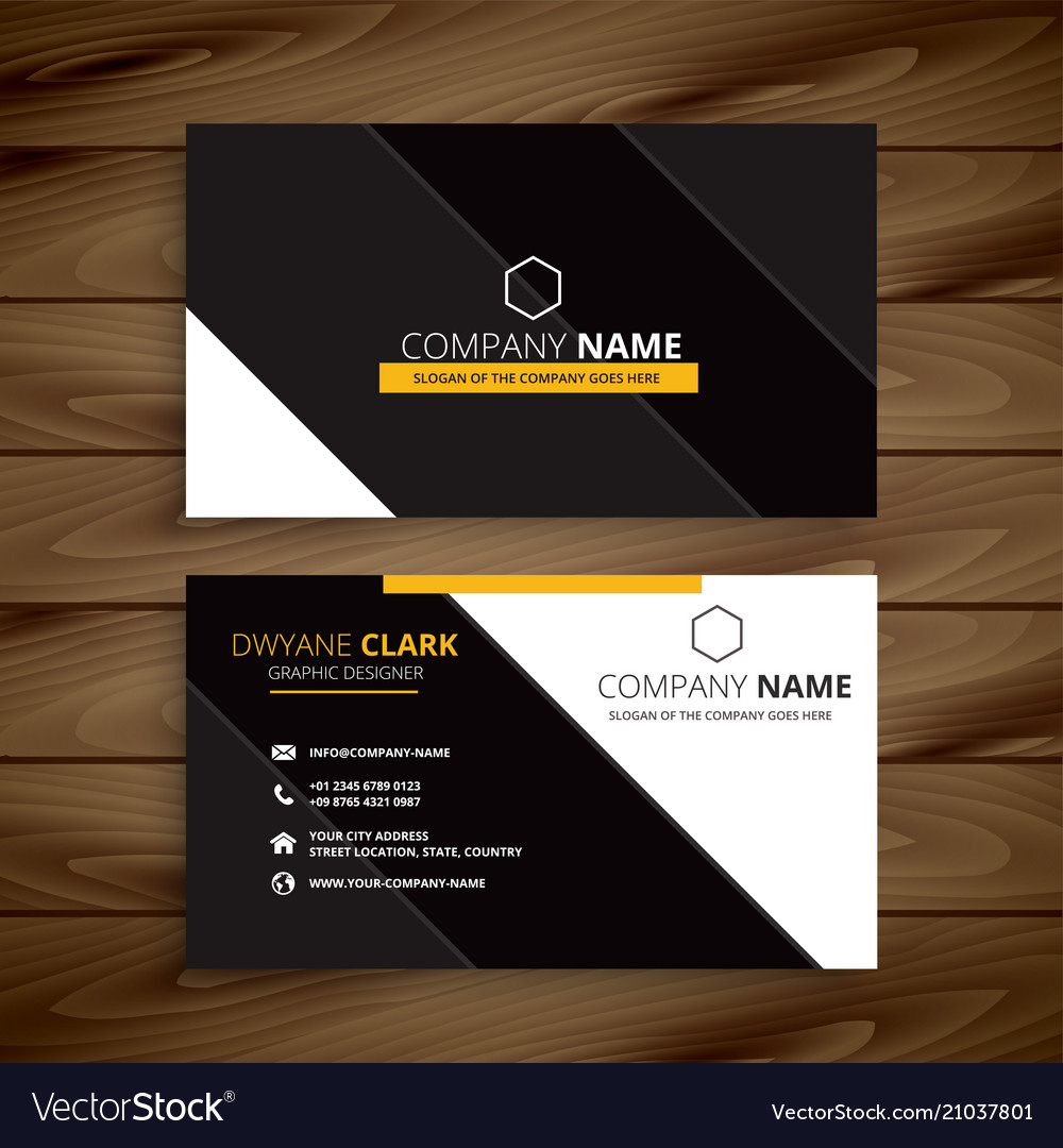 Yellow dark modern business card design Royalty Free Vector