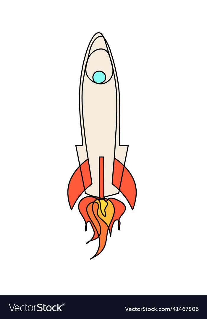 Abstract color rocket as continuous line drawing Vector Image Abstract color rocket as continuous line drawing