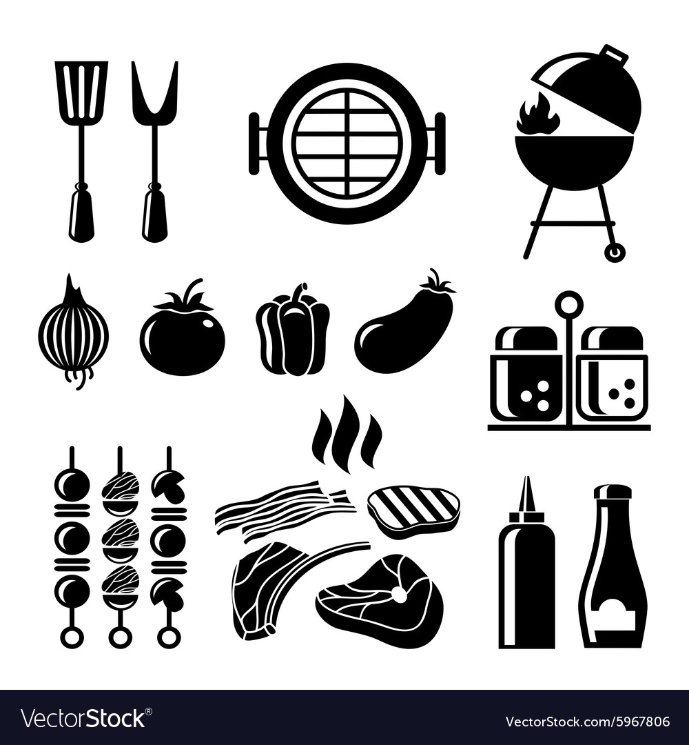 Barbecue icon set Royalty Free Vector Image - VectorStock