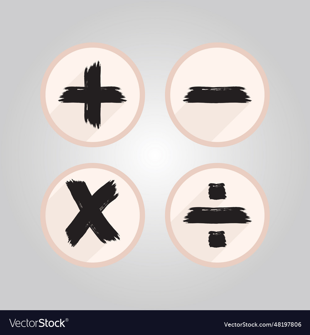 Black brush style basic mathematical signs set Vector Image