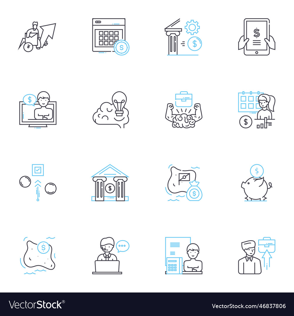 Capital gains linear icons set profit gain