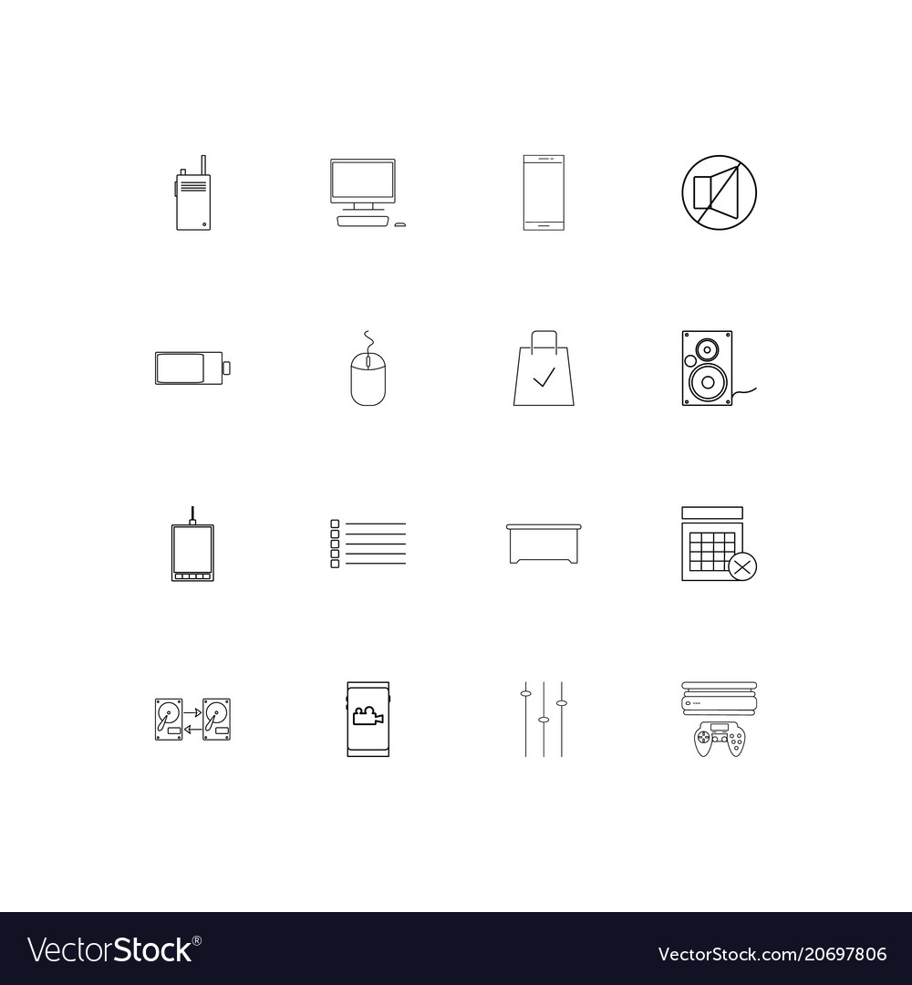 Devices simple linear icons set outlined