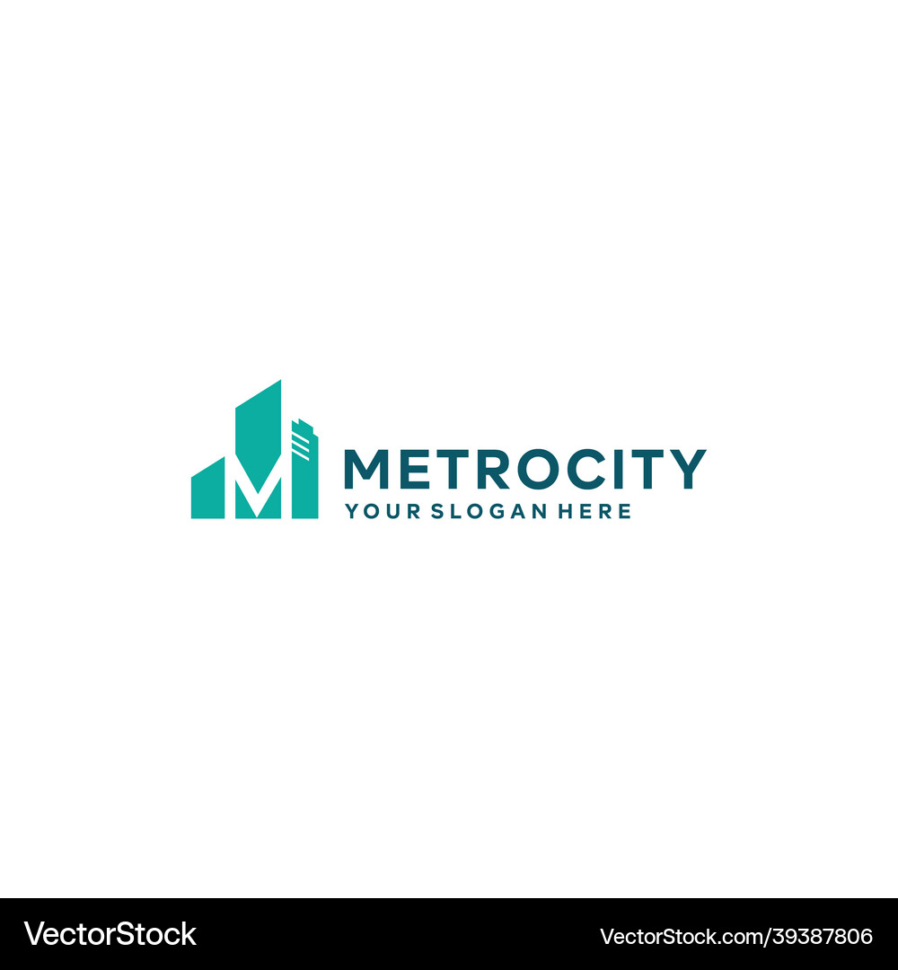 Flat lettermark initial m building logo design Vector Image