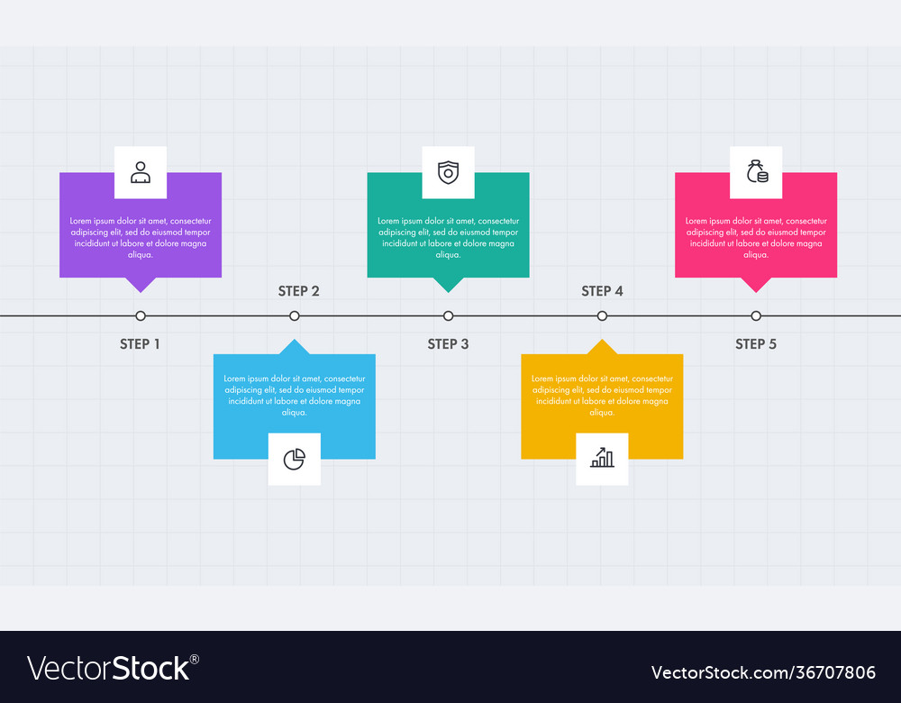 Four different steps infographic layout on grid Vector Image Four different steps infographic layout on grid