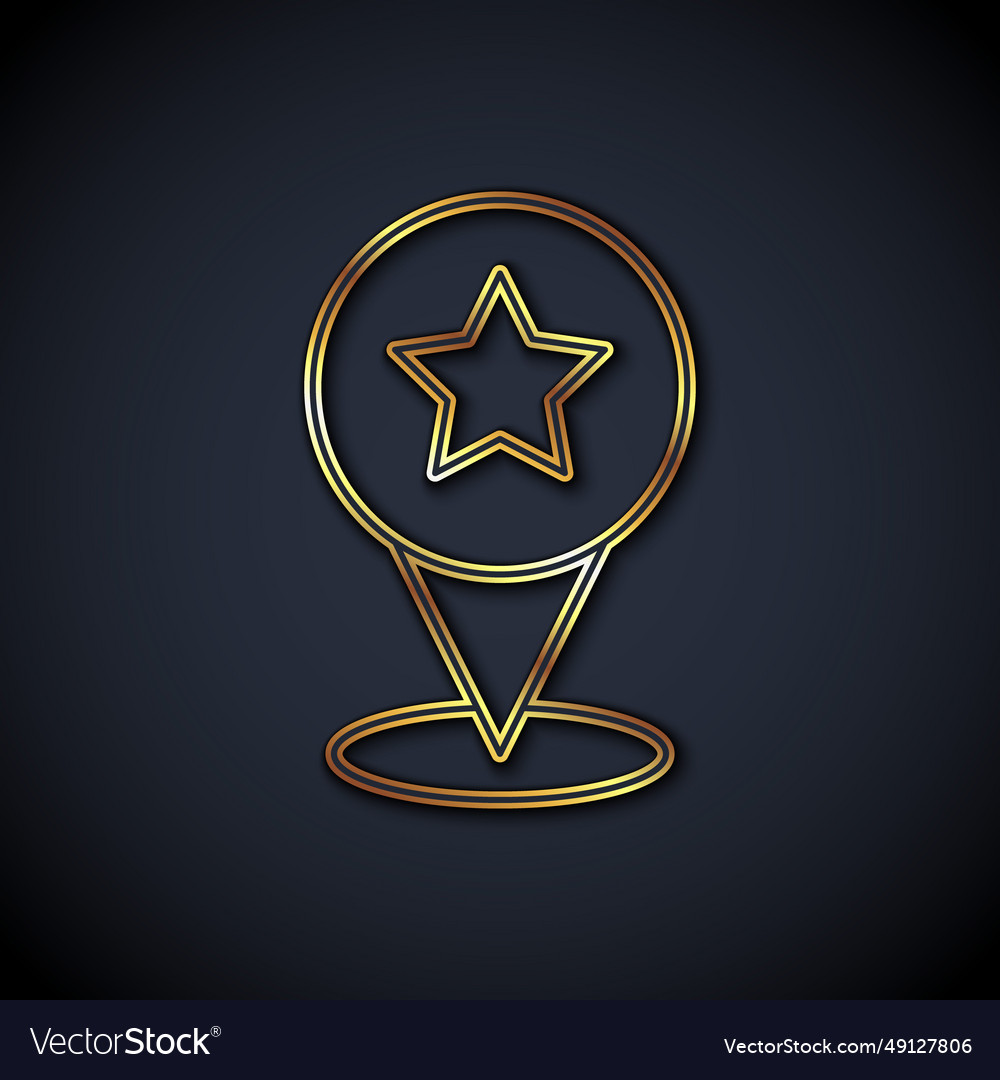 Gold line map pointer with star icon isolated vector image Gold line map pointer with star icon isolated