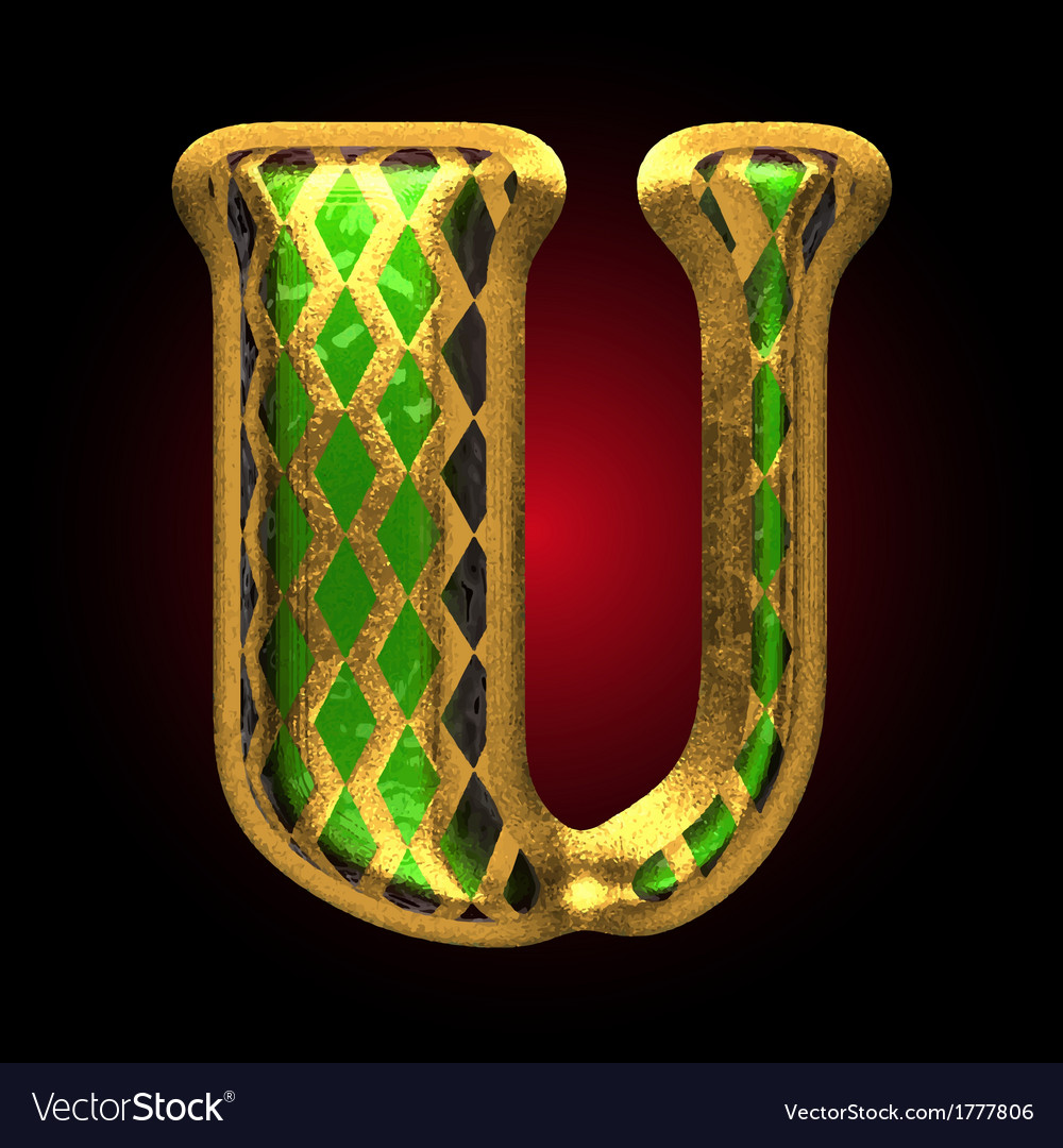 Golden and green letter u