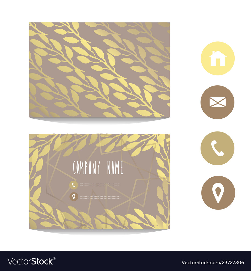 Golden business card template vector image Golden business card template