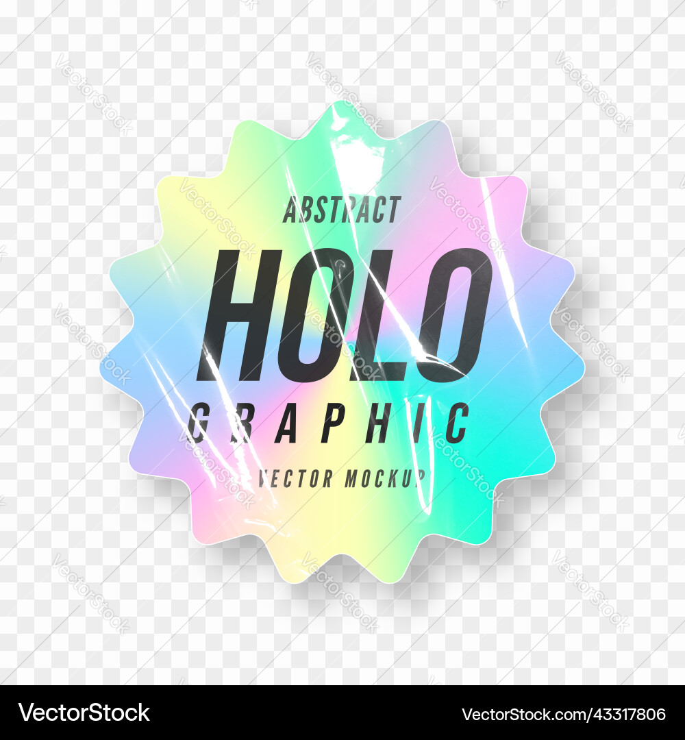 Holographic sticker mockup round shape paper Vector Image