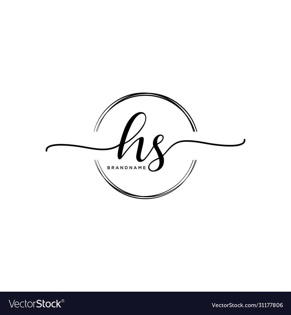 Hs initial handwriting logo with circle template Vector Image