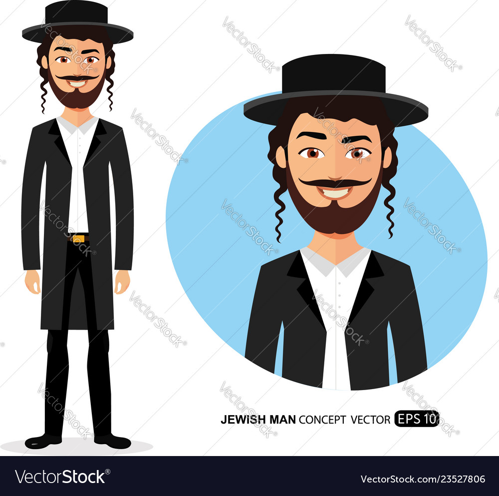 Jewish man jew character isolated on Royalty Free Vector