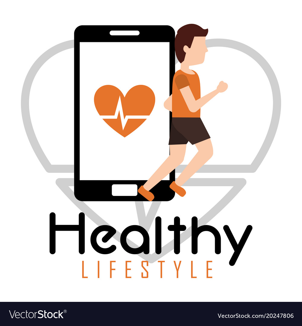 Mann jogging Smartphone Herzfrequenz gesund