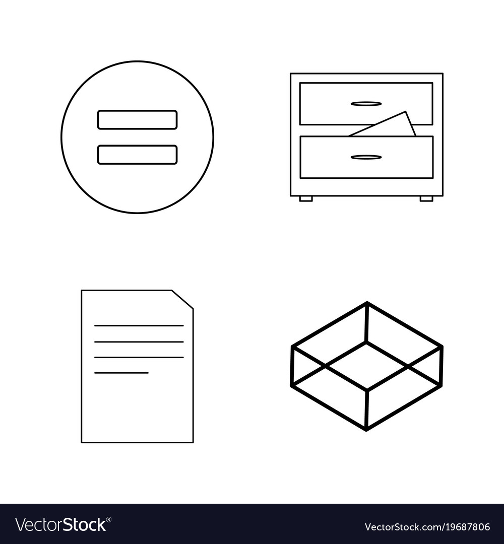 Office simple linear outline icon set
