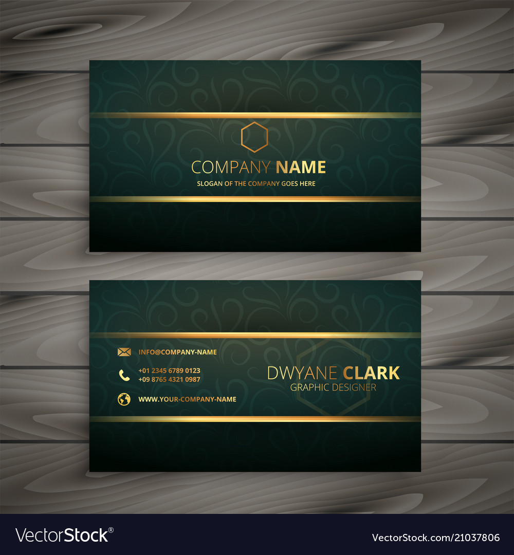 Premium golden green vintage style business card Vector Image