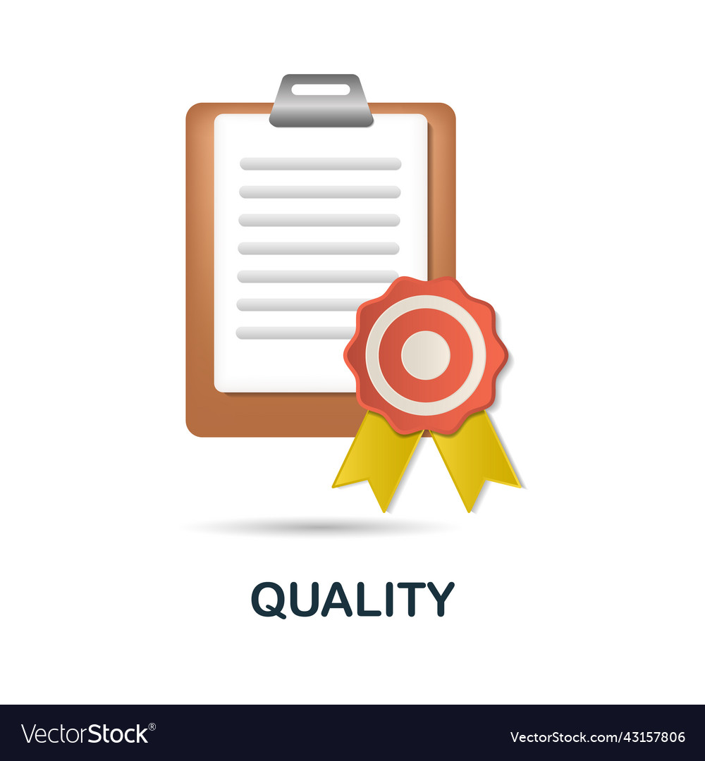 Quality icon in 3d colored from core values vector image Quality icon in 3d colored from core values