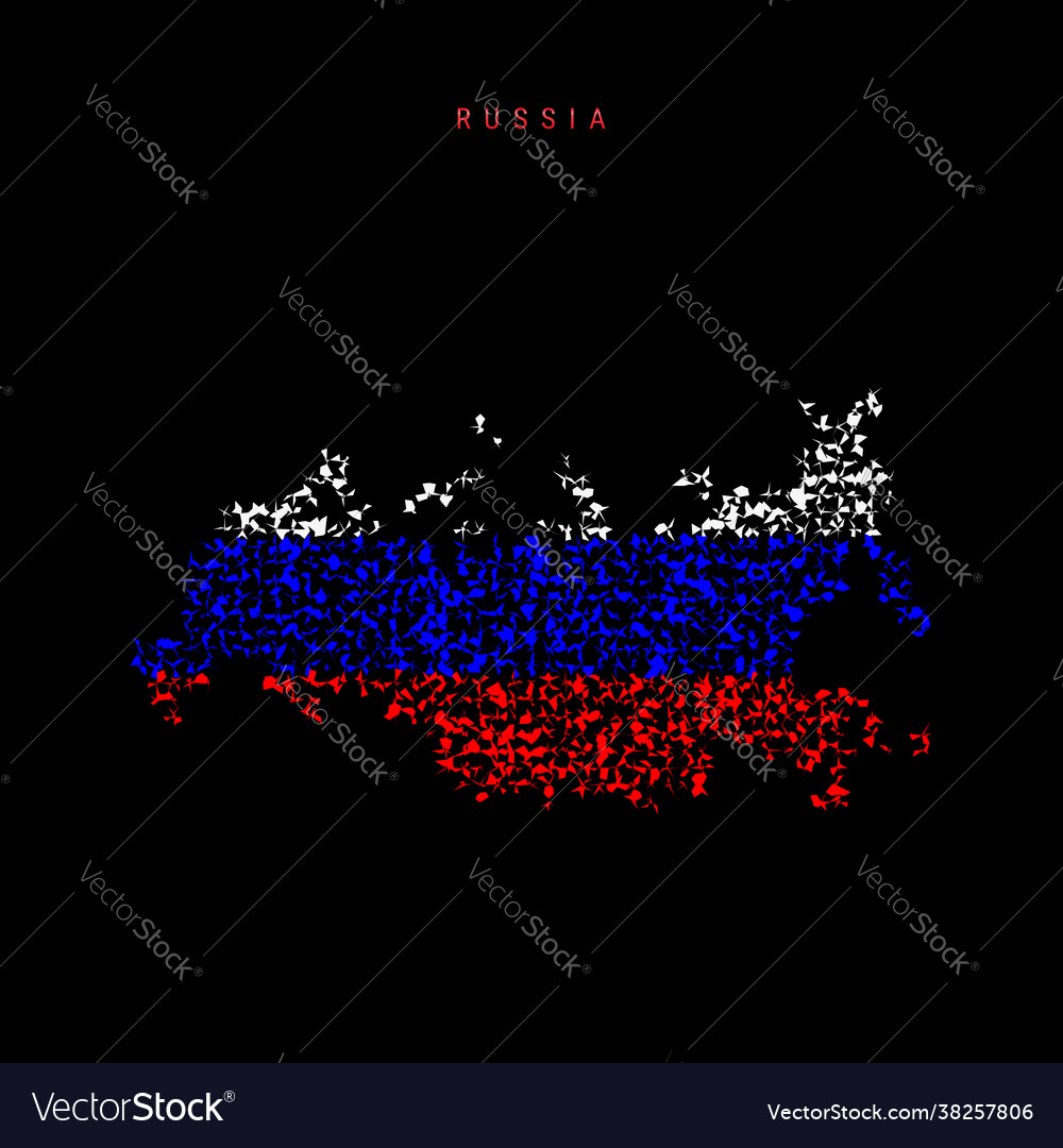 Russia flag map chaotic particles pattern Vector Image