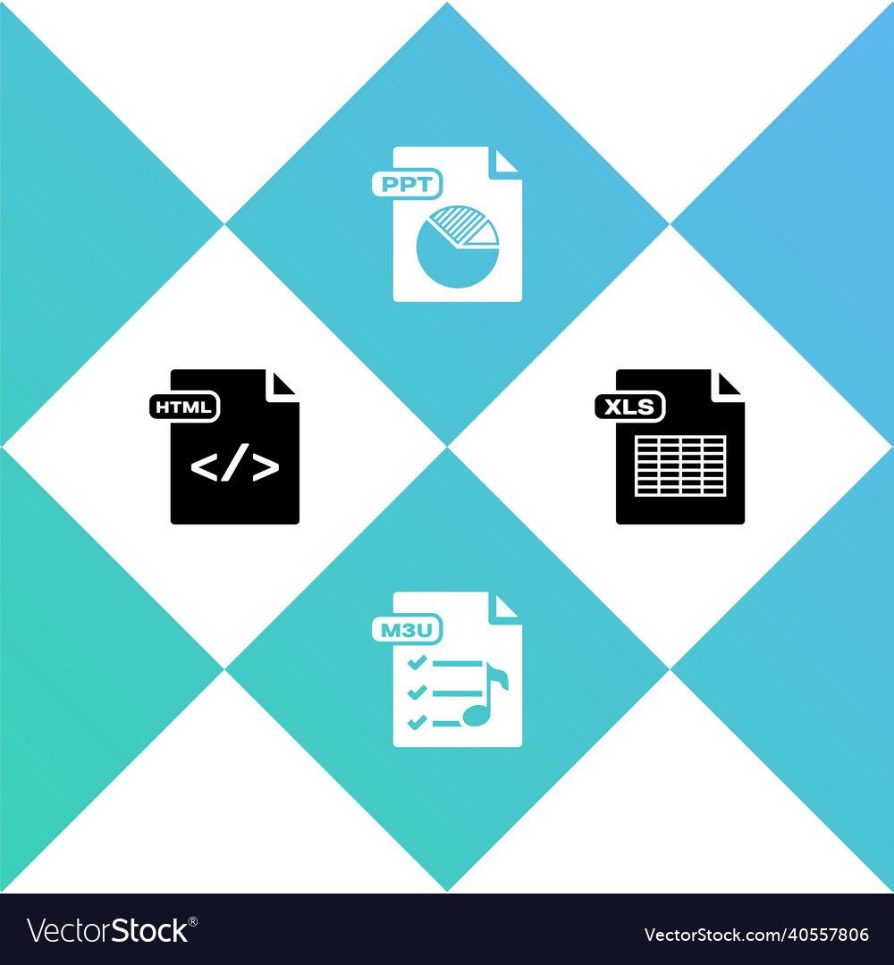 Legen Sie HTML-Datei Dokument m3u ppt und xls Symbol vector image Legen Sie HTML-Datei Dokument m3u ppt und xls Symbol