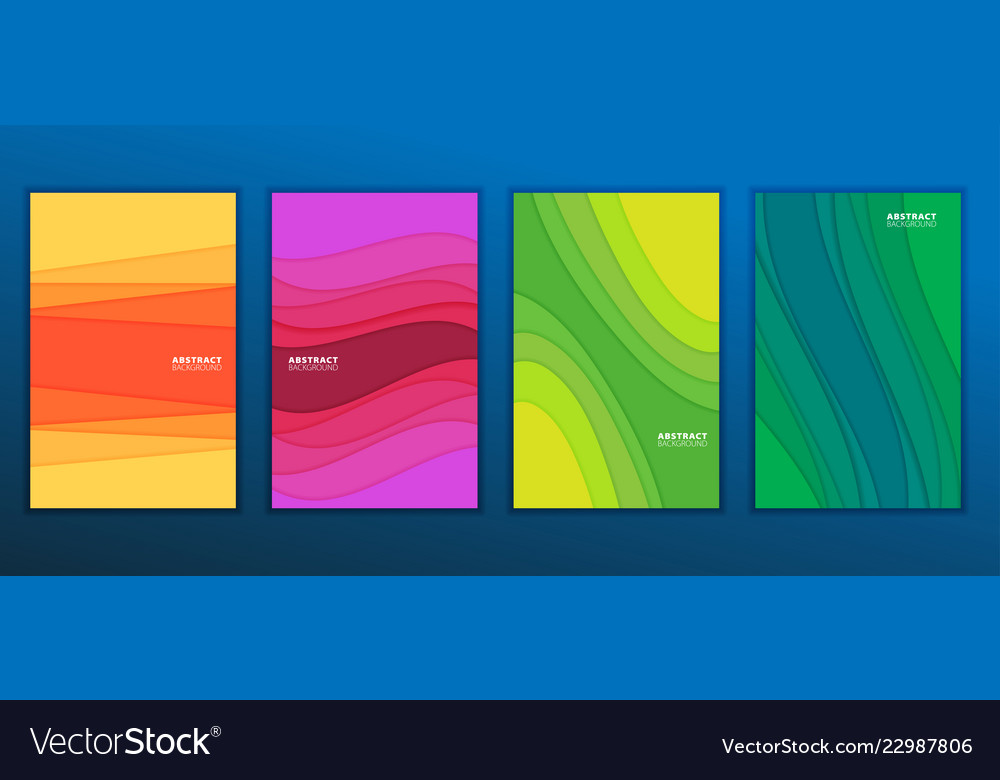 Set of minimal template in paper cut style design Vector Image