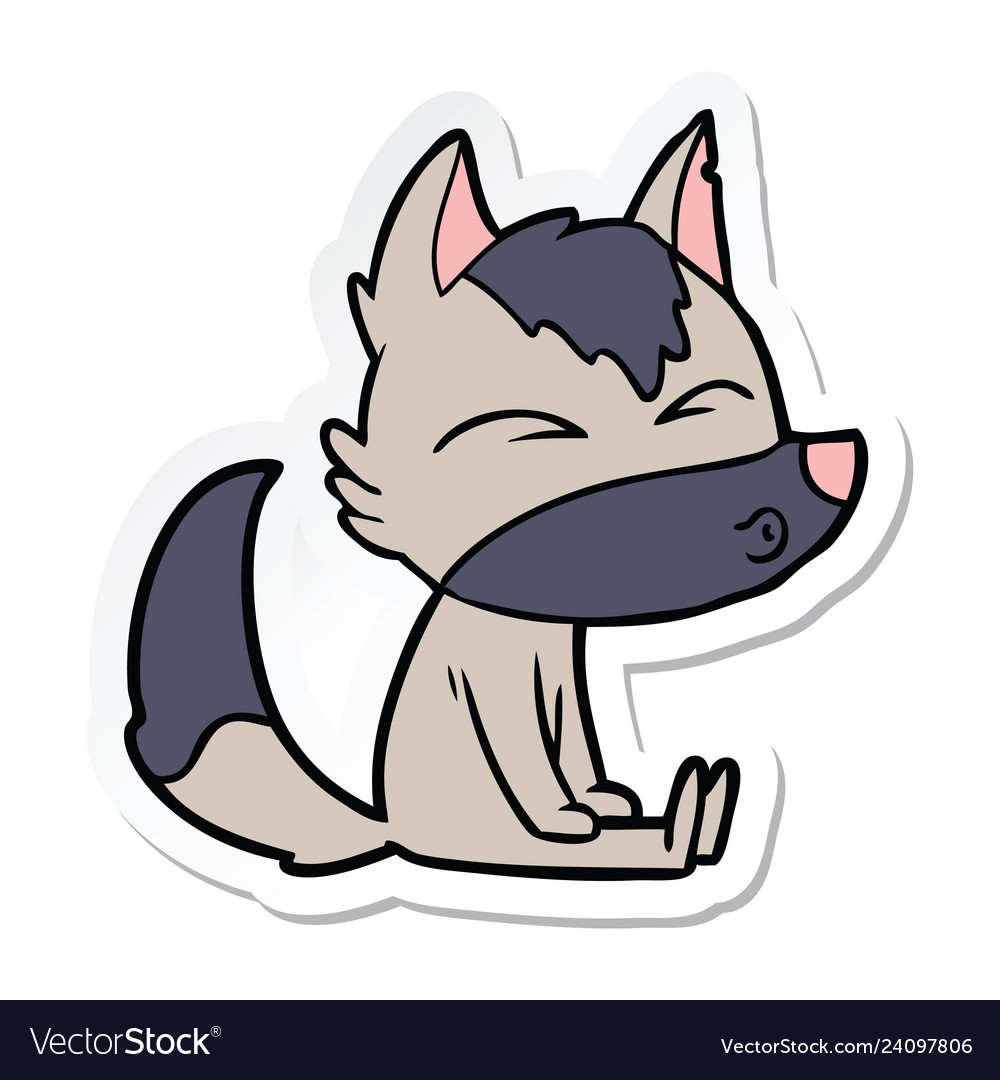Sticker Of A Cartoon Wolf Whistling Royalty Free Vector Sticker Of A Cartoon Wolf Whistling Royalty Free Vector