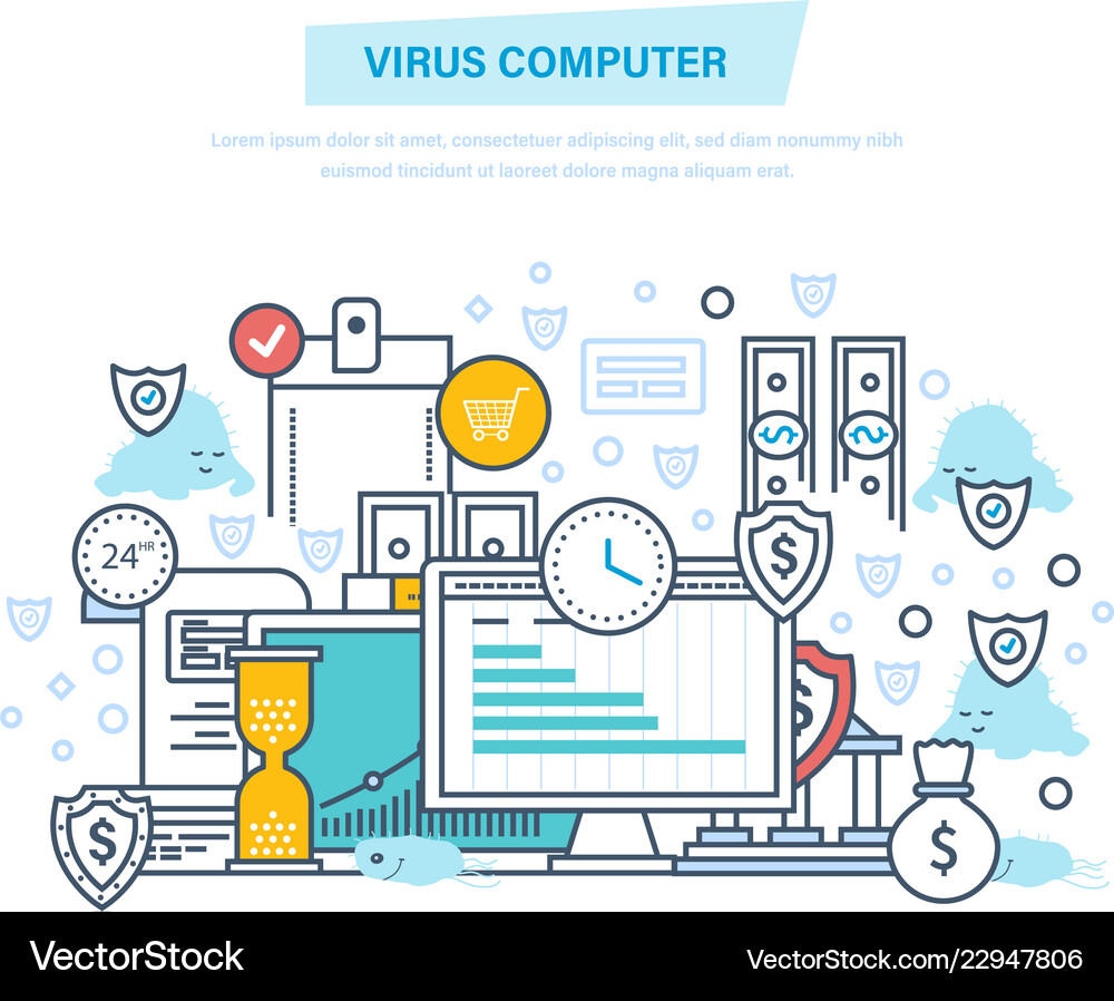 Virus computer protection attack Royalty Free Vector Image
