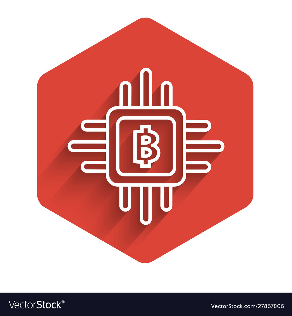 White line cpu mining farm icon isolated with long