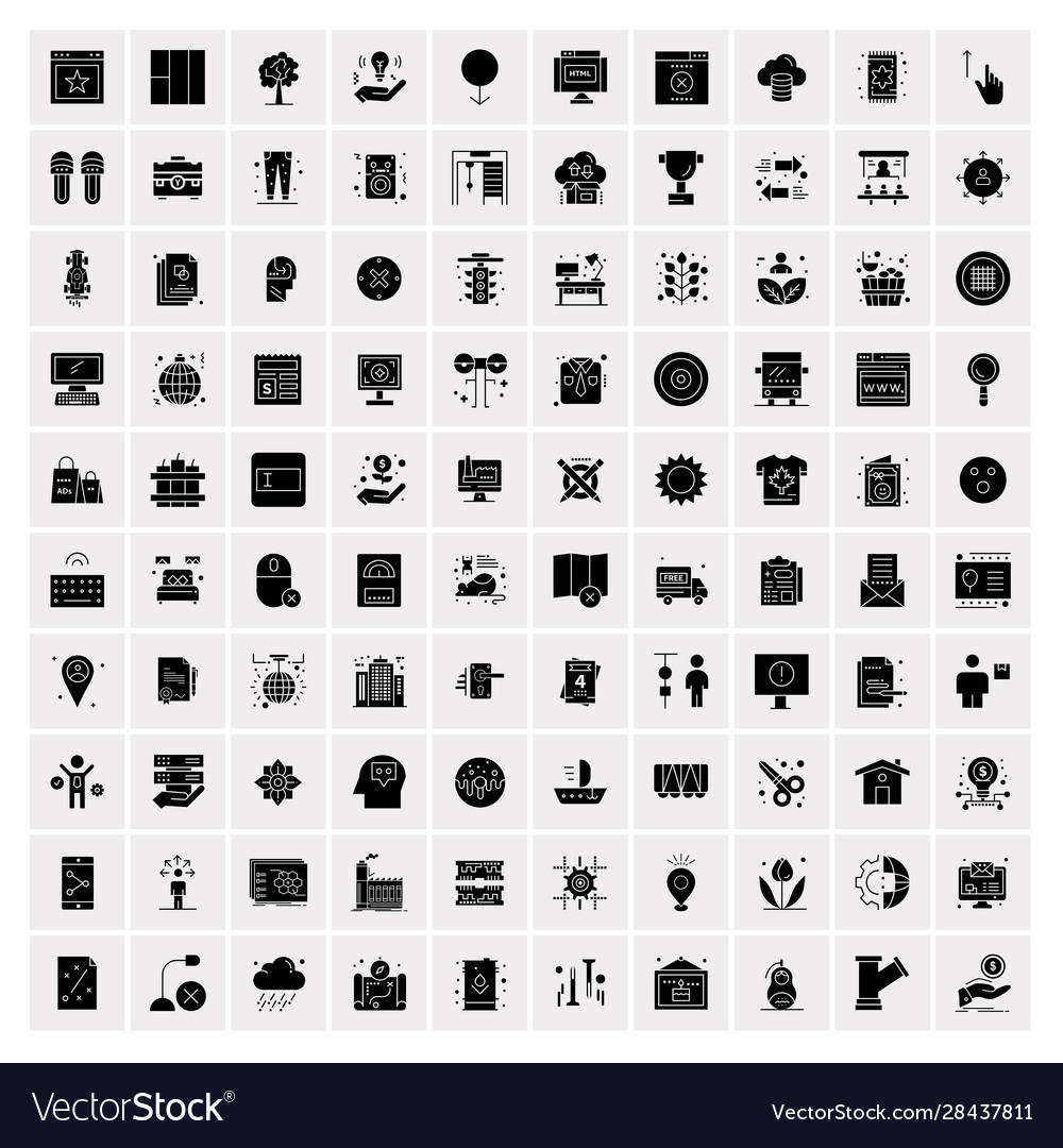 100 solid business icons for web and print