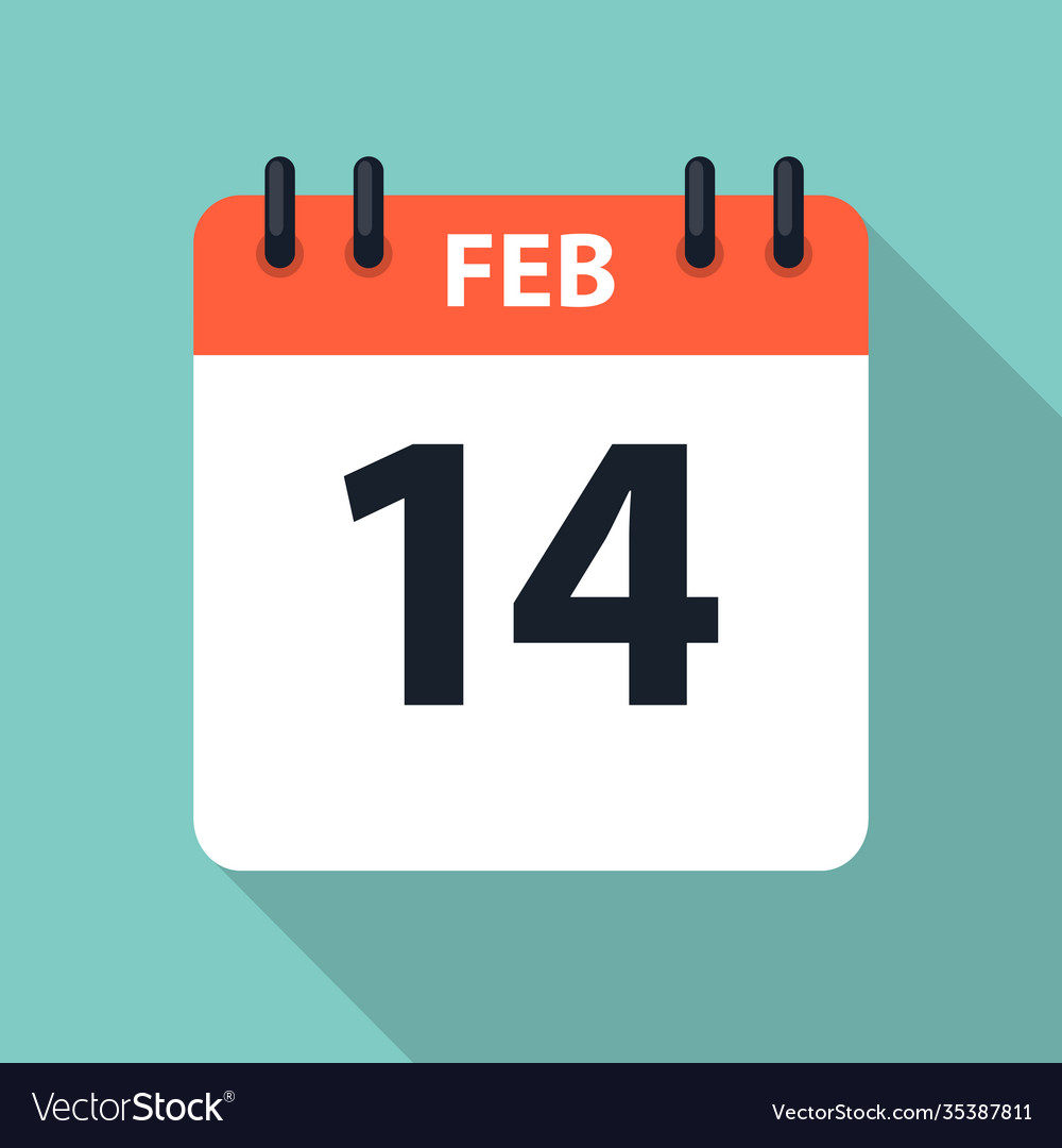 14 Februar Valentinstag Kalender Symbol eps10