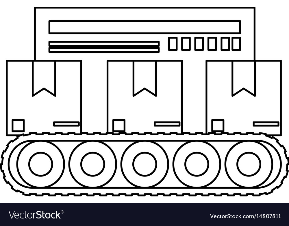 Assembly line industrial machine icon image
