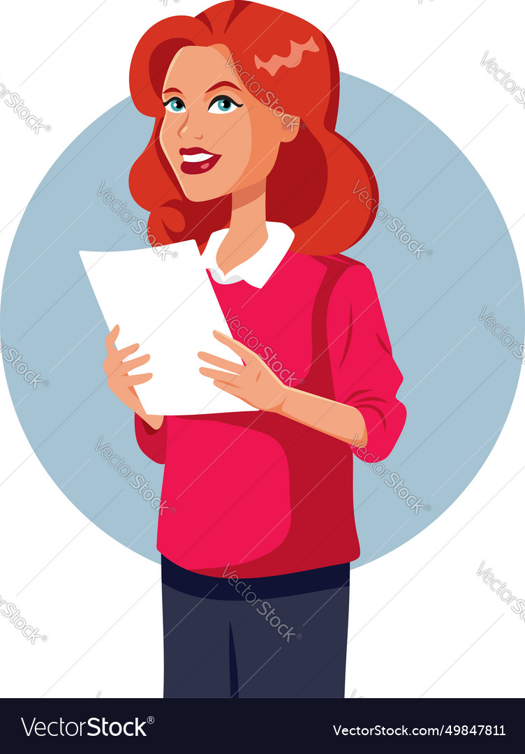 Cheerful office worker working paper documents Vector Image