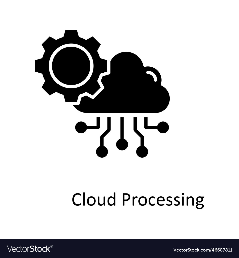 Cloud processing solid icons simple stoc