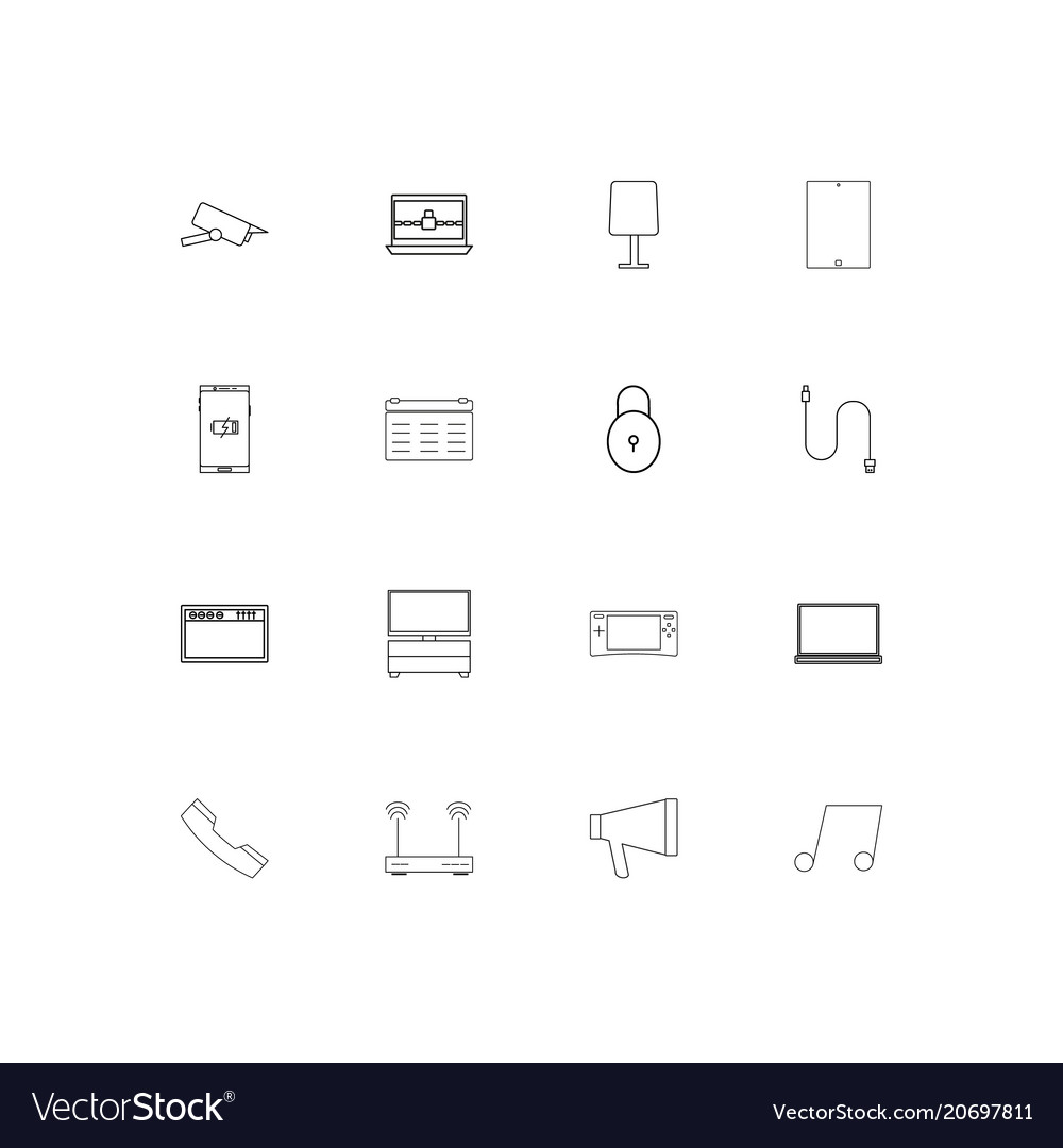 Devices simple linear icons set outlined