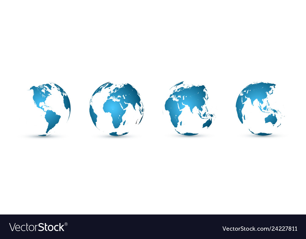 Earth globe world map set planet with continents Vector Image