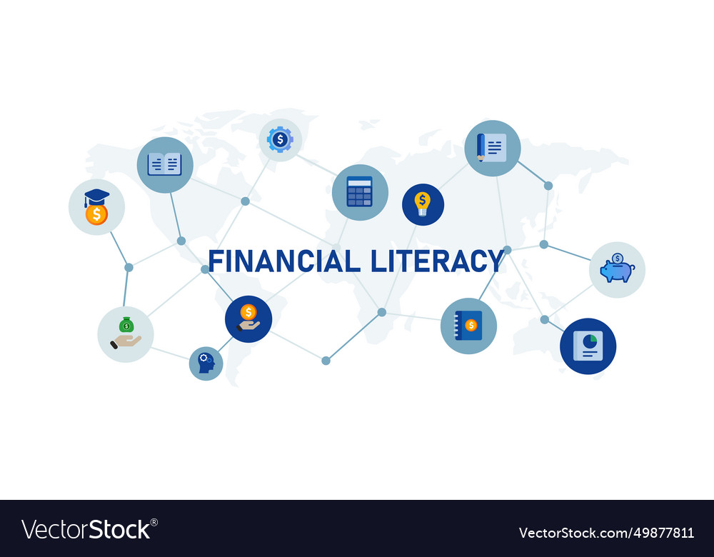 Financial literacy for learn knowledge education Vector Image