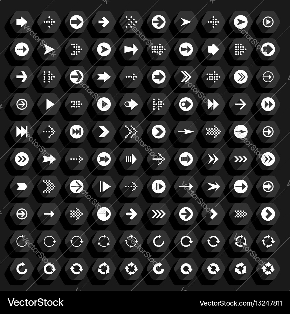 Flat arrow icon hexagon web button Royalty Free Vector Image