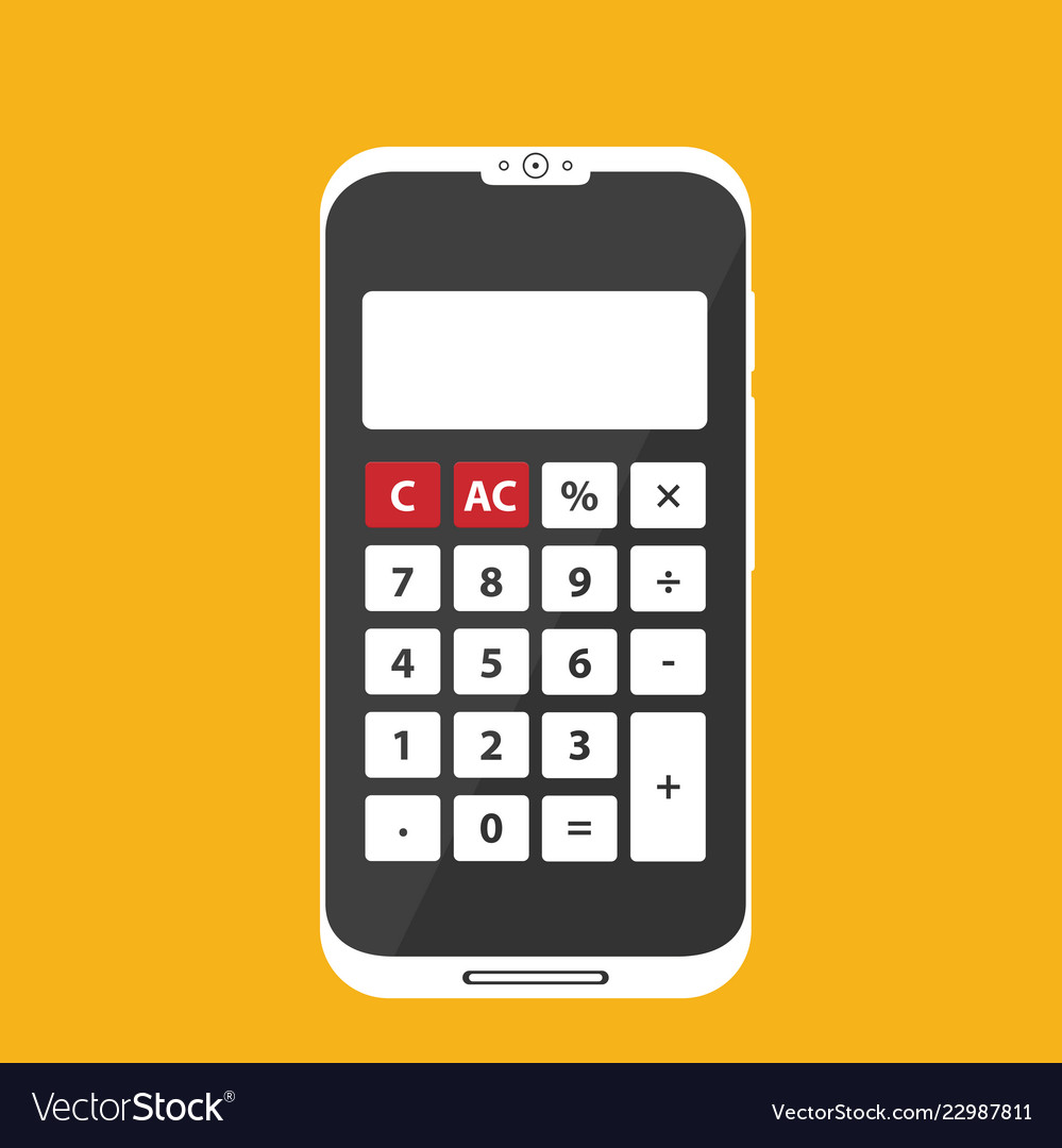 Flat calculator on phone icon isolated color