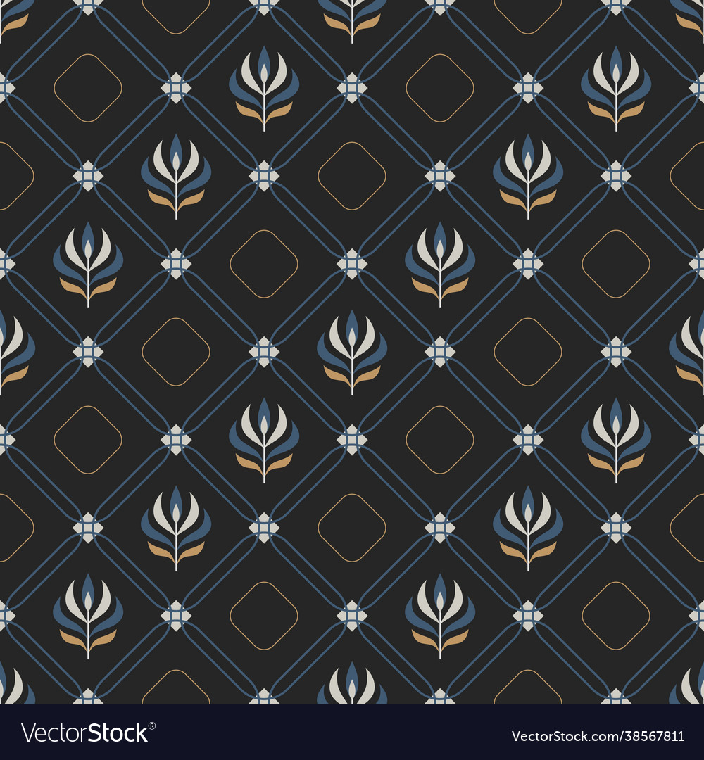 Geometric pattern with simple floral shapes vector image Geometric pattern with simple floral shapes