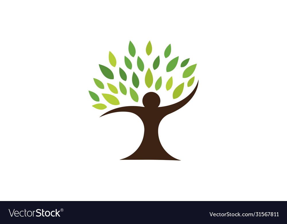 Human tree symbol icon logo design Royalty Free Vector Image