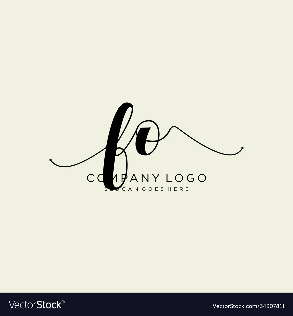 Initial Fo Handwriting Logo With Circle Template Vector Image