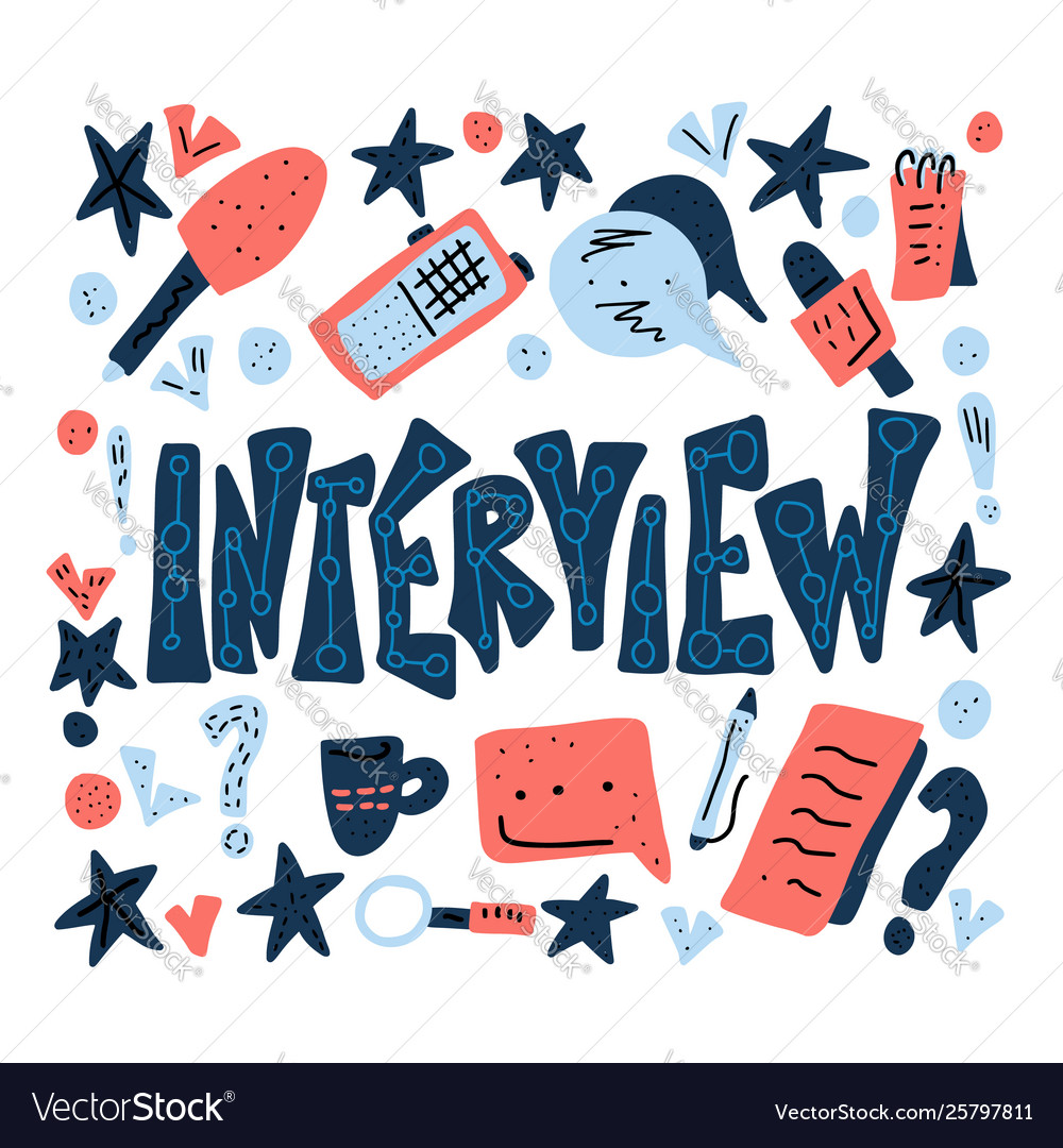 Interview design poster text with signs